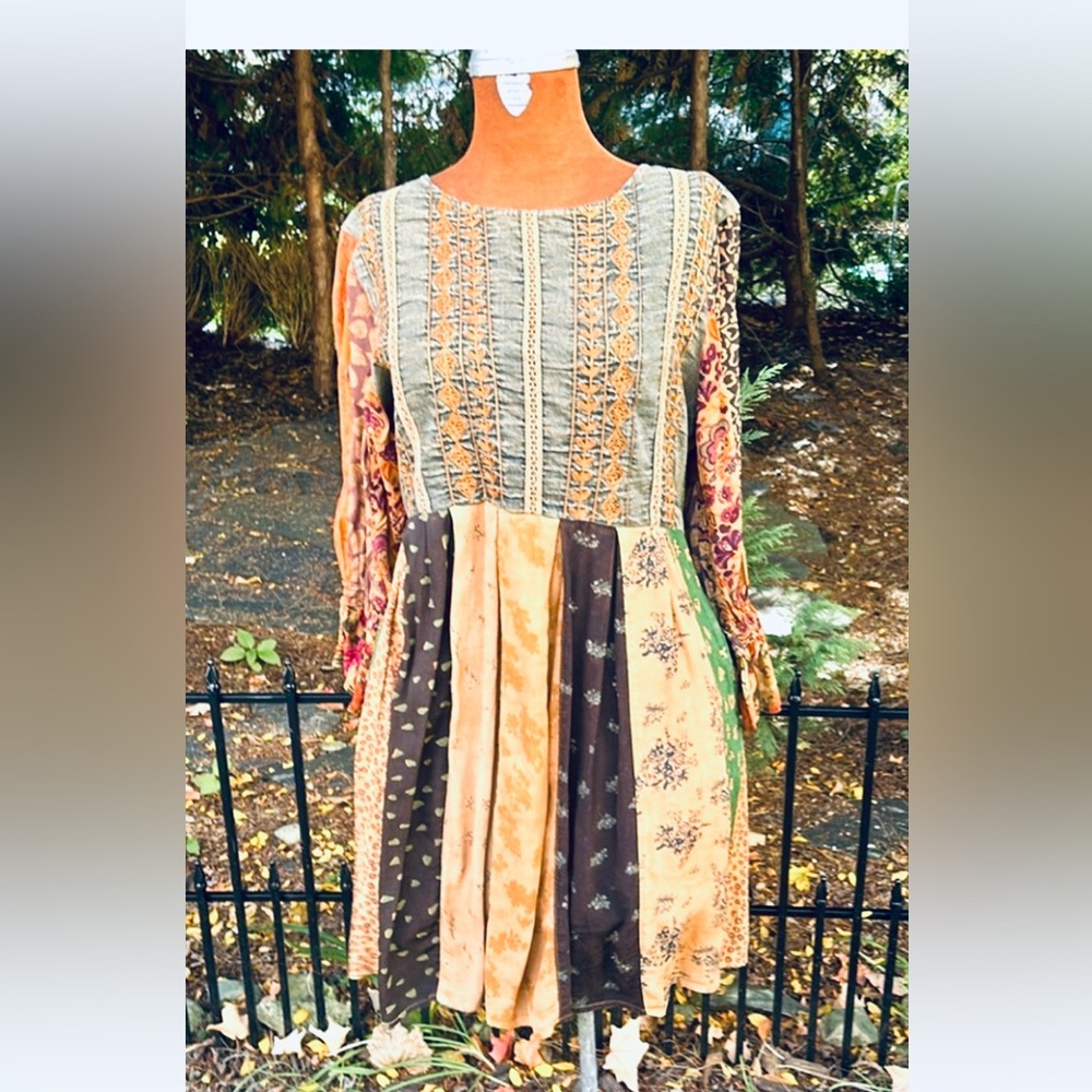 Young Threads Bohemian Patchwork Long Sleeve Dress - Picture 3 of 10